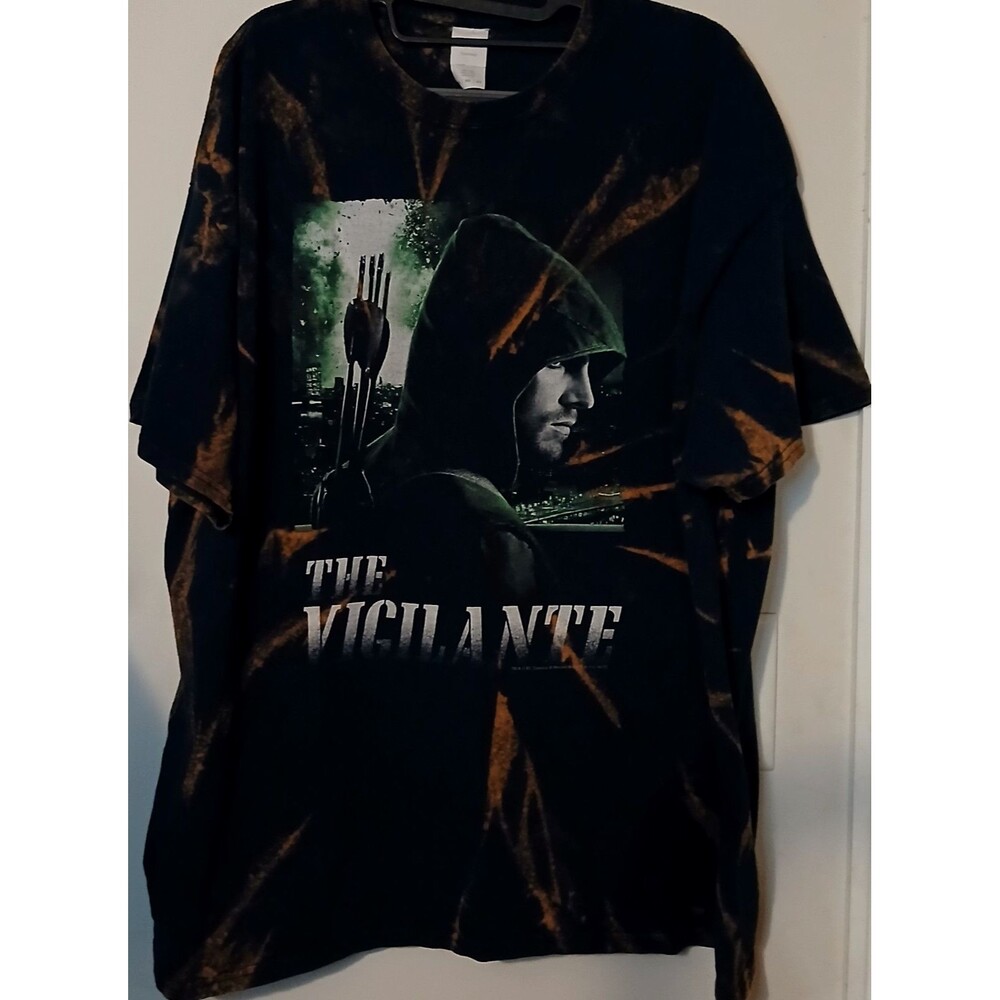 THE VIGILANTE Graphic Tee Men 2XL Custom Acid Wash Arrow DC Comics Shirt